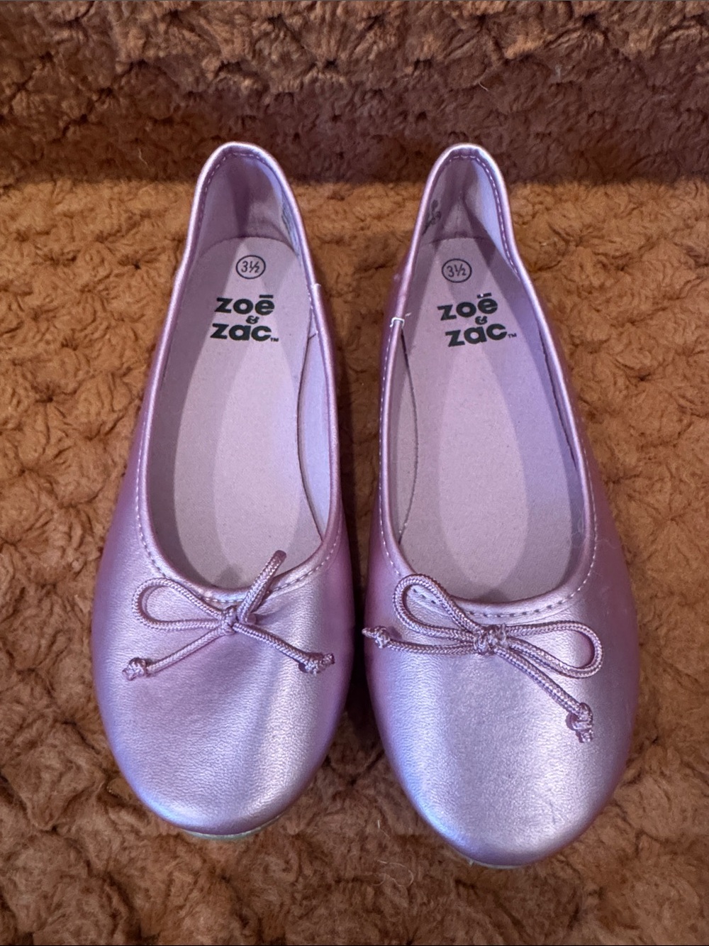Zoe & Zac Girls' Metallic Pink Ballet Flats